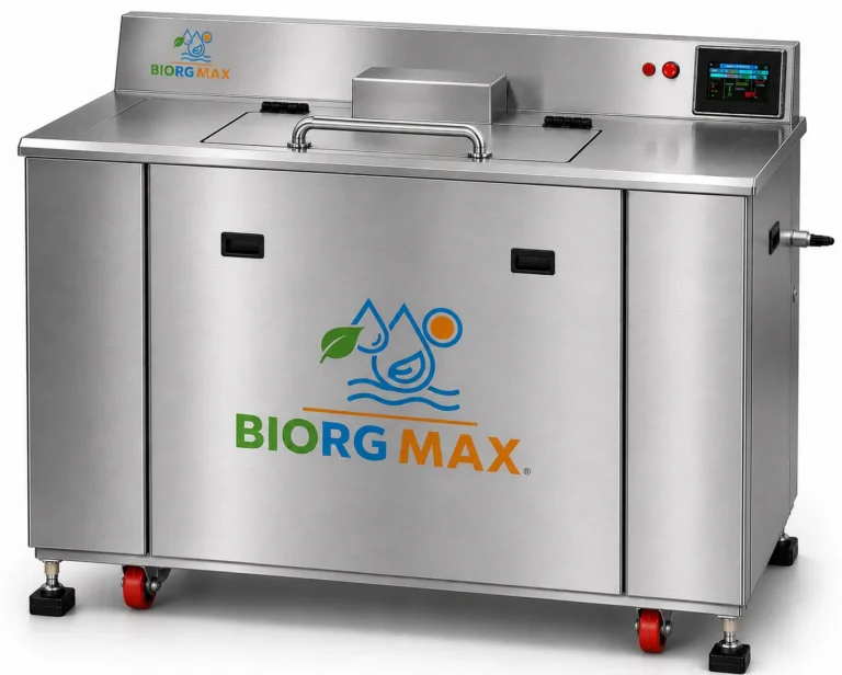 Biodigestor de residuos orgánicos Biorgmax DR300 en acero inoxidable AISI-304 con pantalla táctil y ruedas
